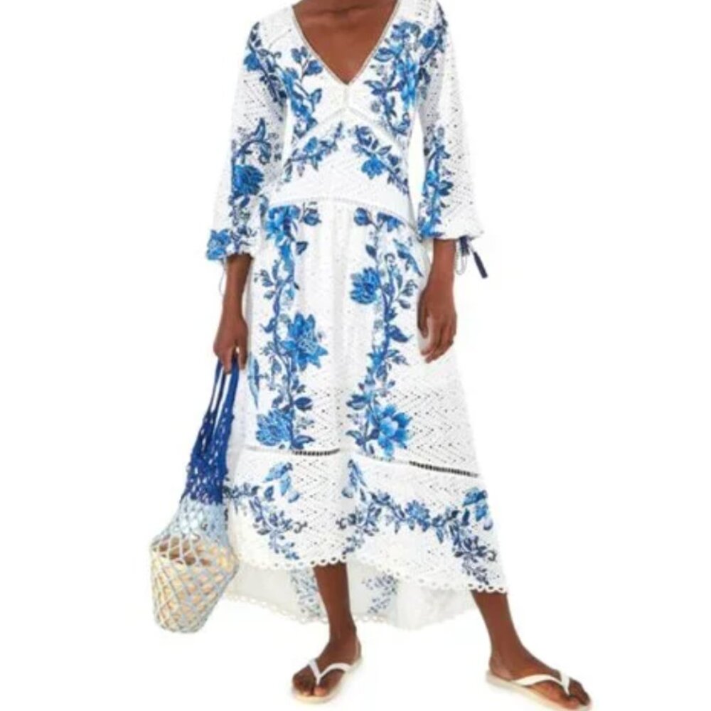 Farm Rio Emmanuelle Floral Embroidered Maxi Dress in L